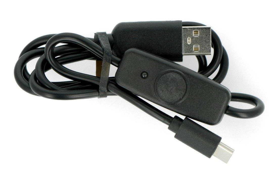 Oem Laidas USB-A į USB-C On/Off jungiklis, juodas - 0.9m