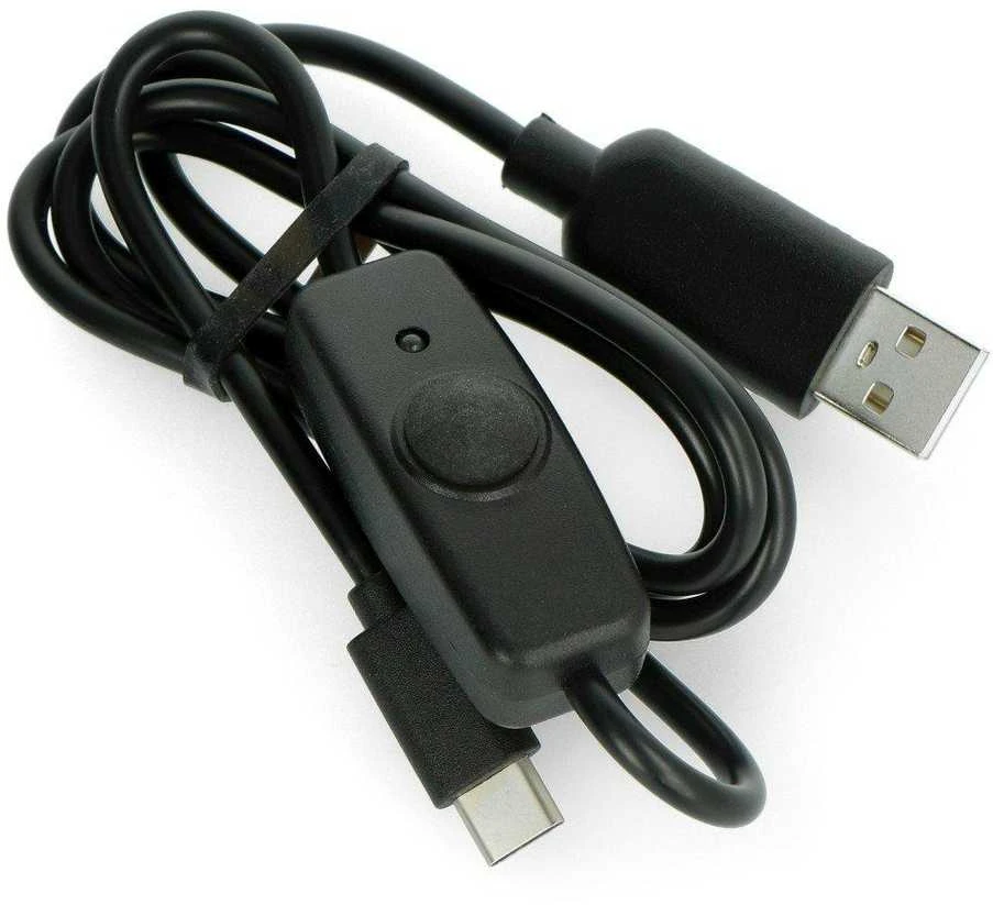Oem Laidas USB-A į USB-C On/Off jungiklis, juodas - 0.9m