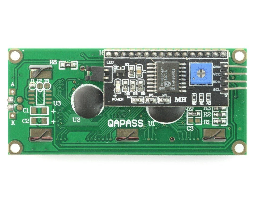 Oem LCD ekranas 2x16 simbolių mėlynas + I2C LCM1602 konverteris