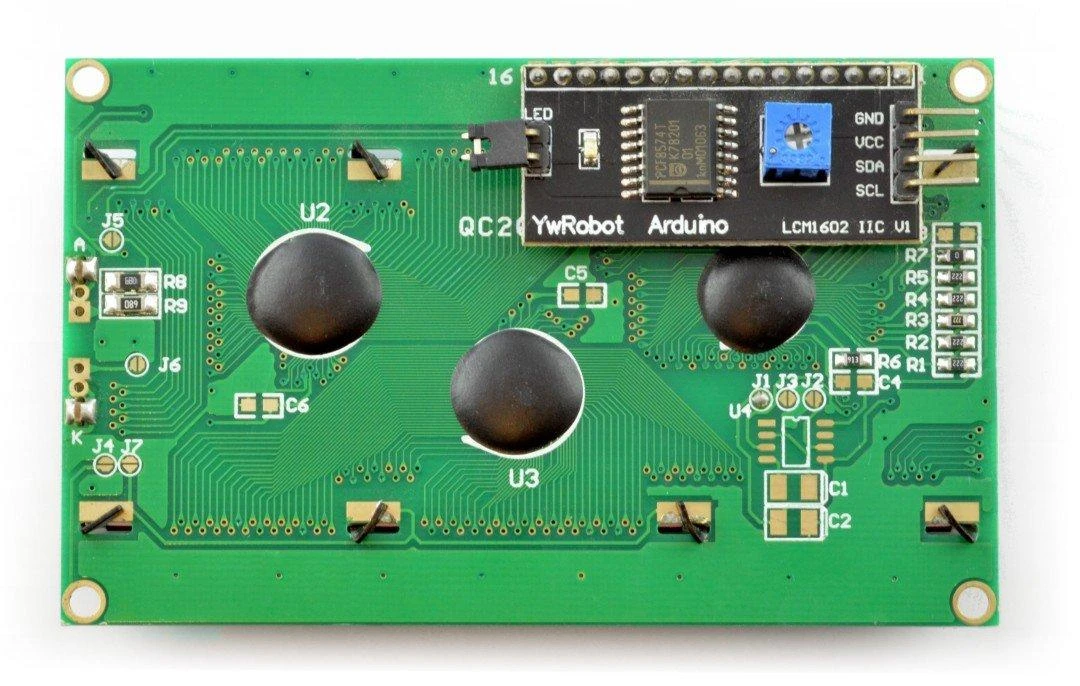 LCD ekrano 4x20 modulio galinė dalis su I2C adapteriu