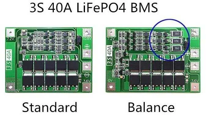 3S 40A BMS modulių palyginimas: standartinis ir su balansavimu