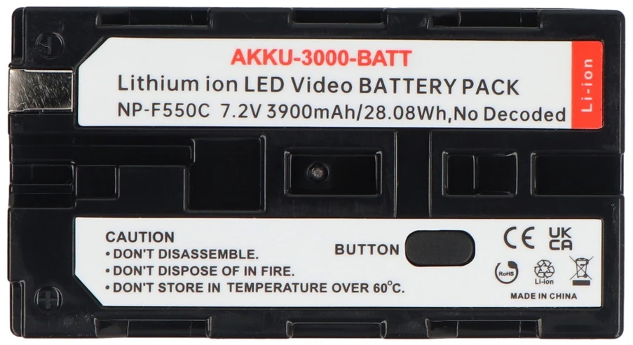 Oem Ličio jonų NP-F550C 3900mAh 7.2 V baterija su USB Type-C jungtimi, skirta M5Stack Tab5 ir NP-F serijos įrenginiams