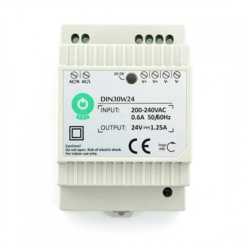 Oem Maitinimo šaltinis DIN30W24 tvirtinamas ant DIN bėgio 24V 1.25A 30W