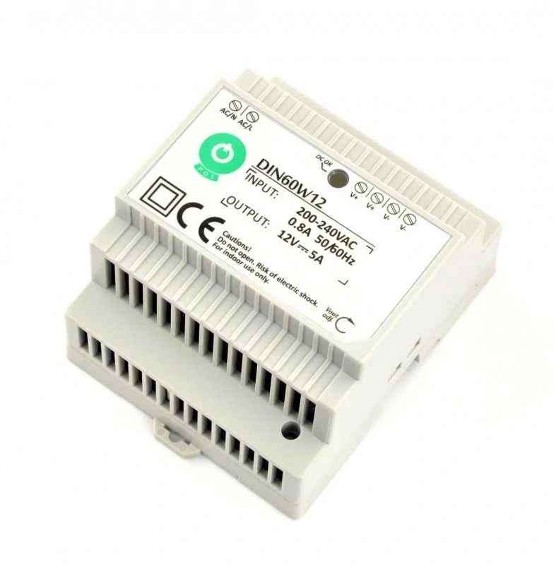 Mpl Power Oem Maitinimo šaltinis DIN60W12 montuojamas ant DIN bėgio 12V 5A 60W