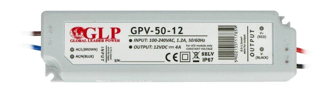 TST 50W LED Maitinimo šaltinis GLP 12V IP67