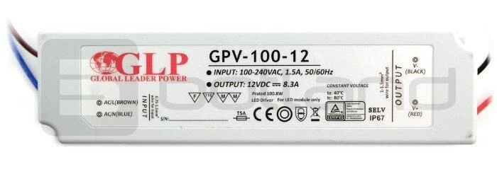 Mpl Power 100W LED Maitinimo šaltinis GLP 12V IP67