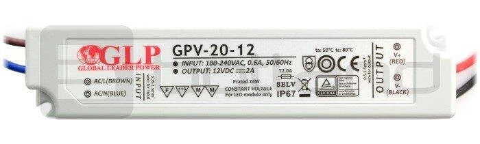 24W LED Maitinimo šaltinis GLP 12V IP67