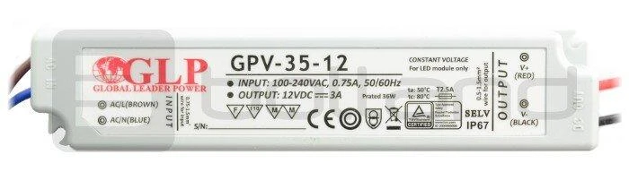 36W LED Maitinimo šaltinis GLP 12V IP67