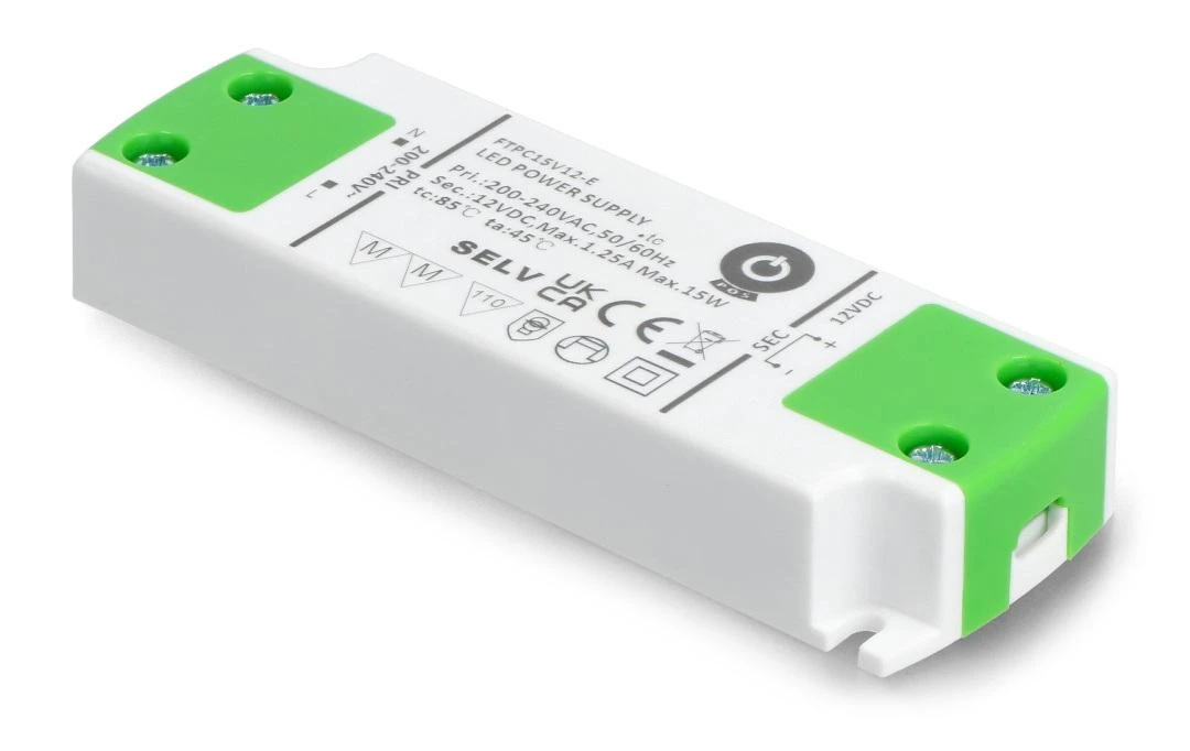 Oem Maitinimo šaltinis LED juostelėms FTPC15V12-E - 12V 1.25A 15W - pastovi įtampa