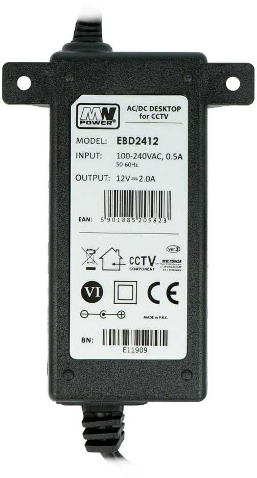 Oem Maitinimo šaltinis MW Power EBD2412 12V/2A - DC kištukas 5.5/2.1mm