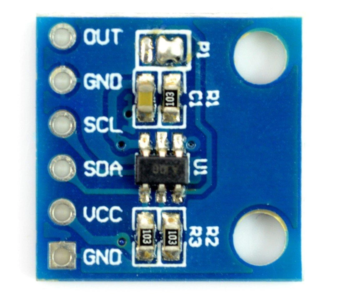 MCP4725 I2C modulis su kontaktų išdėstymu