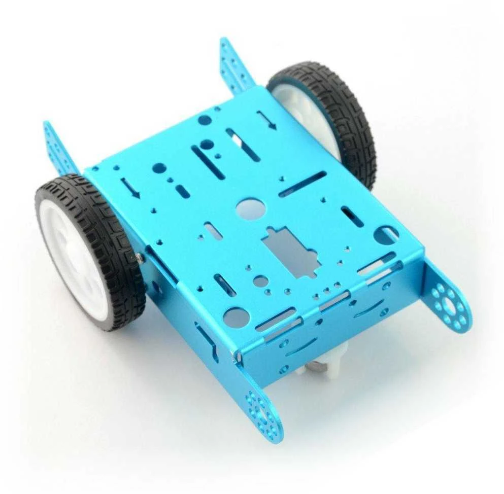 Mėlyna 2WD roboto važiuoklė su ratais