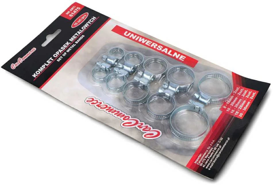 Oem Metalinių spaustukų rinkinys - plieniniai universalūs sliekiniai spaustukai 8-36mm - 10 vnt.