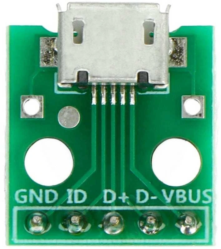 MicroUSB jungties modulis su lituojamais kontaktais