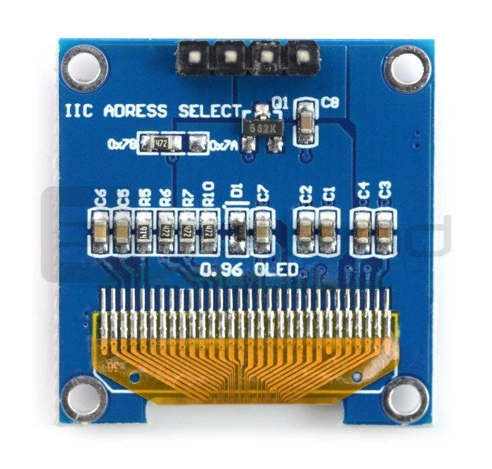 OLED 0.96 colio modulio galinė jungčių pusė