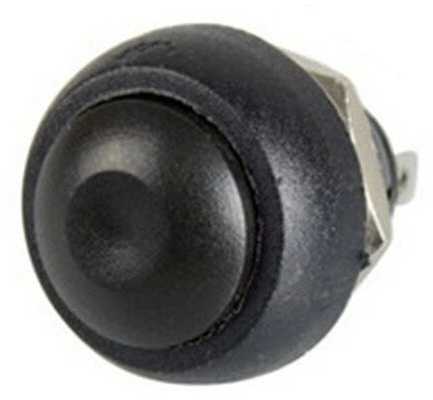 Oem PBS-33B momentinis mygtukas – juodas – 250V-1A – 12 mm – monostabilus – apvalus