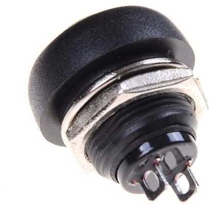 Oem PBS-33B momentinis mygtukas – juodas – 250V-1A – 12 mm – monostabilus – apvalus