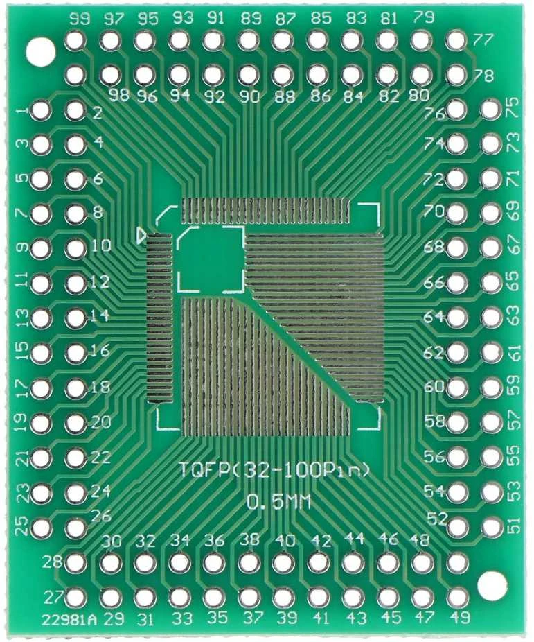Žalia TQFP adapterio plokštė su 0.5mm žingsniu