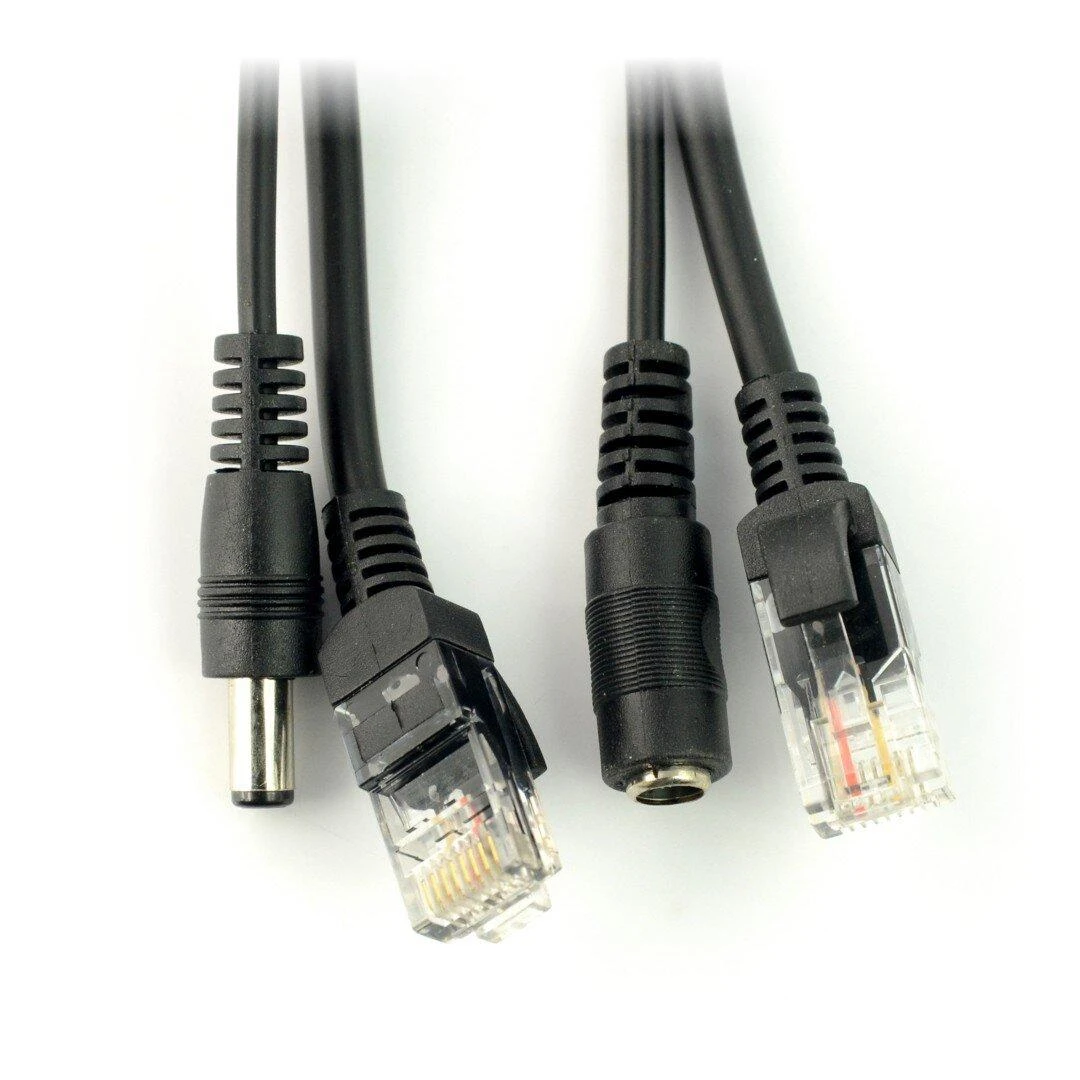 PoE adapterių pora su RJ45 ir DC jungtimis