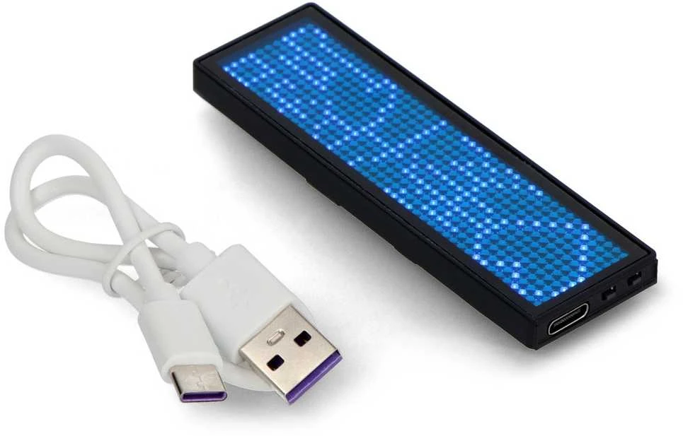 Oem Programuojama LED vardo kortelė 93 x 30 mm - USB tekstinis ekranas - mėlyna