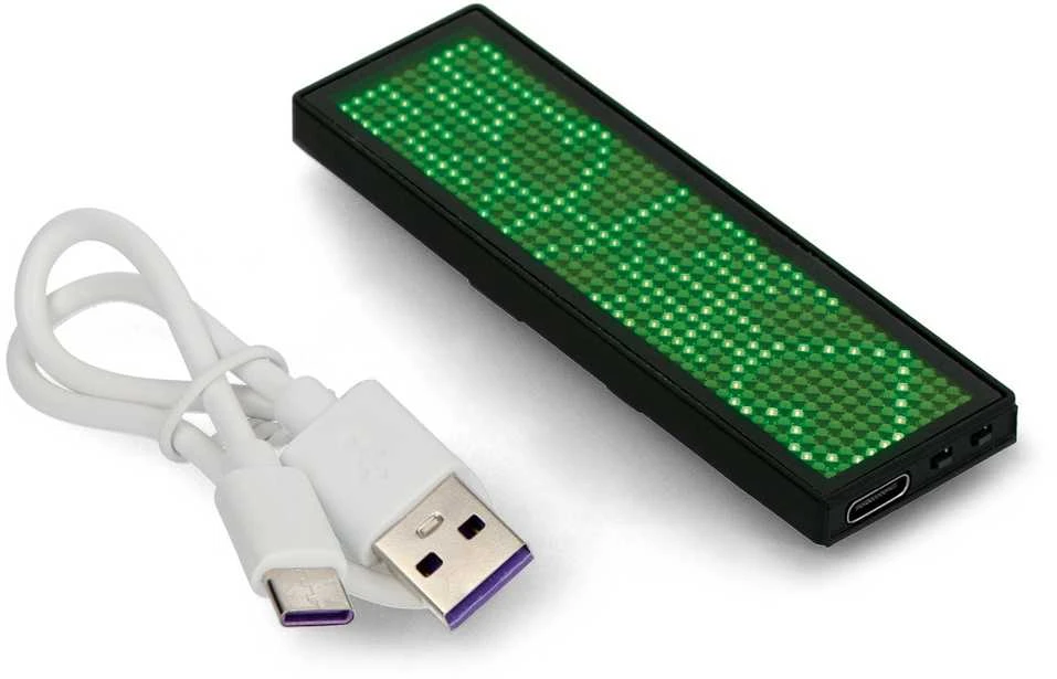 Oem Programuojama LED vardo kortelė 93x30mm - USB tekstinis ekranas - žalias