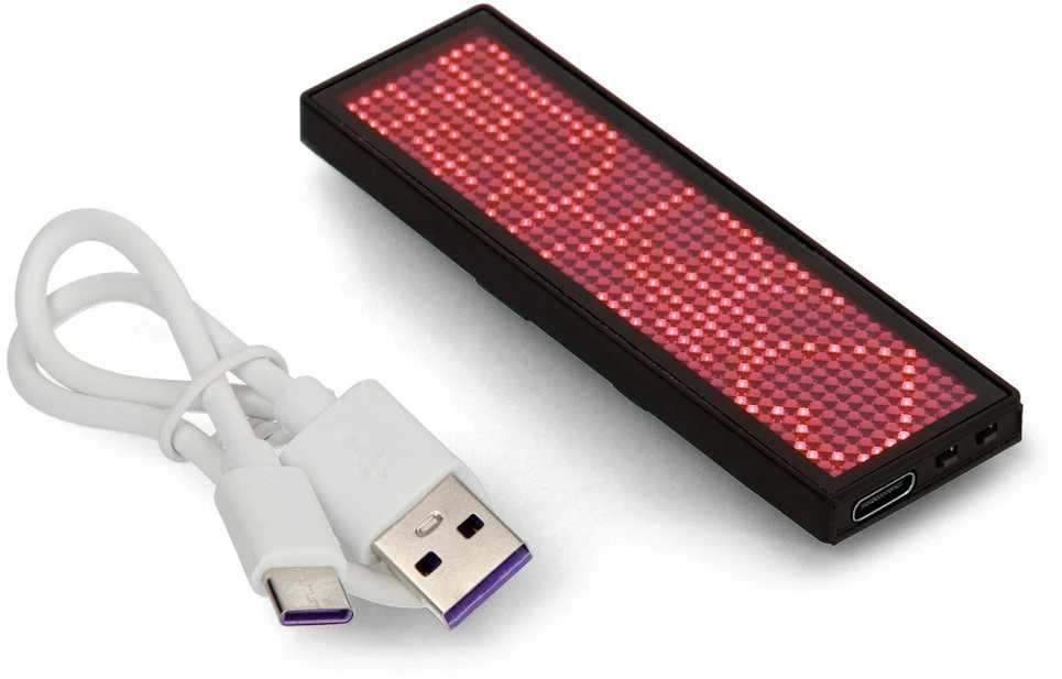 Oem Programuojama LED vardo kortelė 93x30mm - USB tekstinis ekranas - raudona
