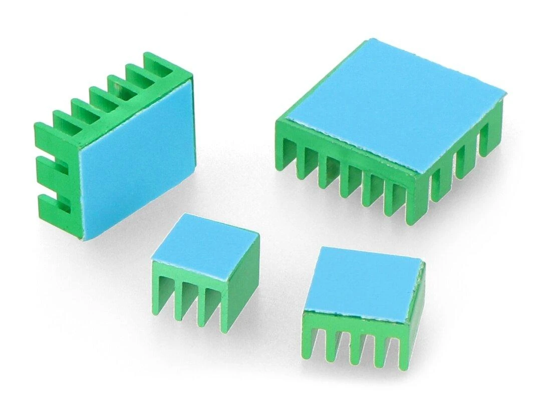 Oem Radiatorių rinkinys, skirtas Raspberry Pi - su šilumos perdavimo juosta - žali - 4 vnt