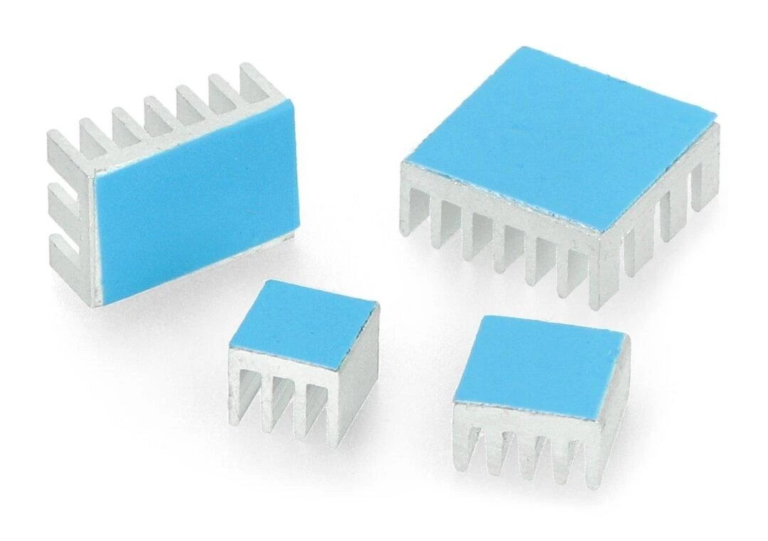 Oem Radiatorių rinkinys, skirtas Raspberry Pi - su šilumos perdavimo juosta - sidabriniai - 4 vnt