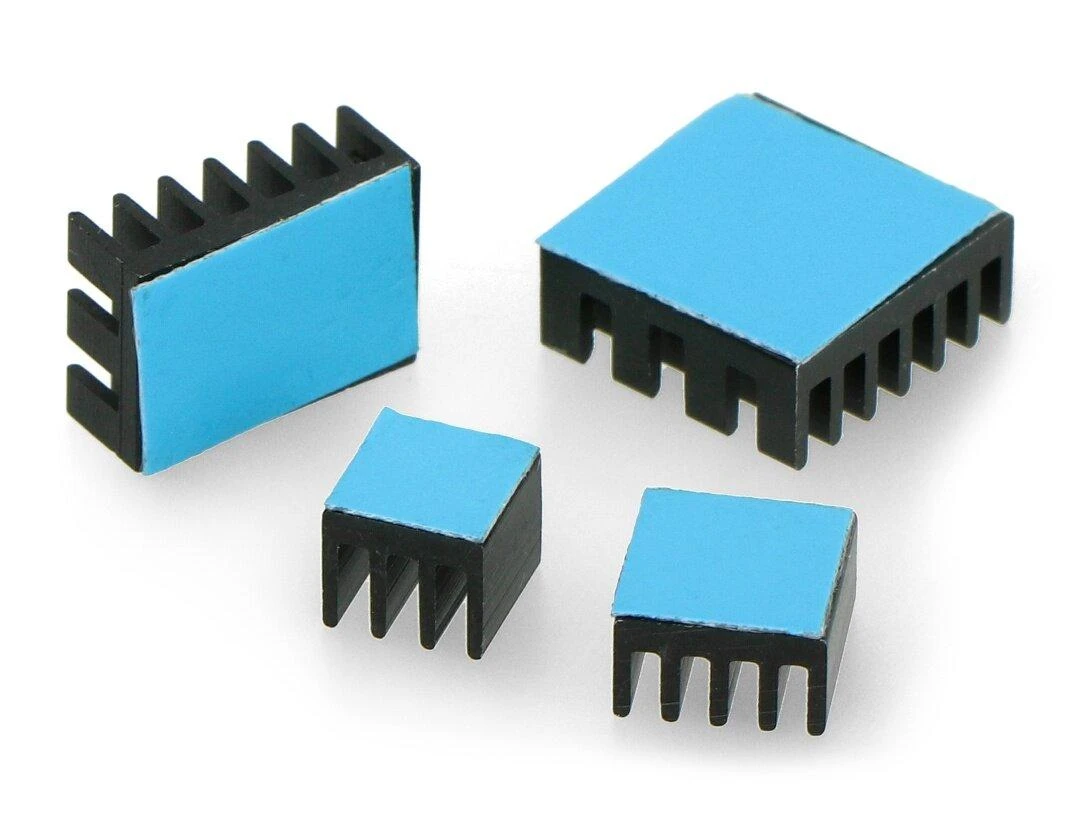 Oem Radiatorių rinkinys, skirtas Raspberry Pi - su šilumos perdavimo juosta - juodi - 4 vnt