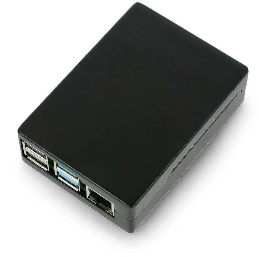 Raspberry Pi 4B juodas aliuminio dėklas sujungtas