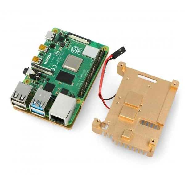 Raspberry Pi 4B aušinimo korpusas - auksinė spalva