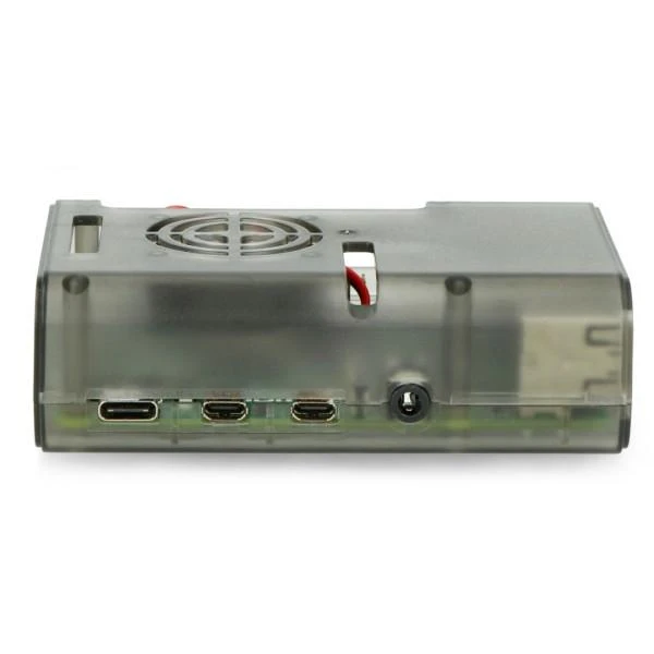 Raspberry Pi 4B korpusas su ventiliatoriumi – profilinis vaizdas