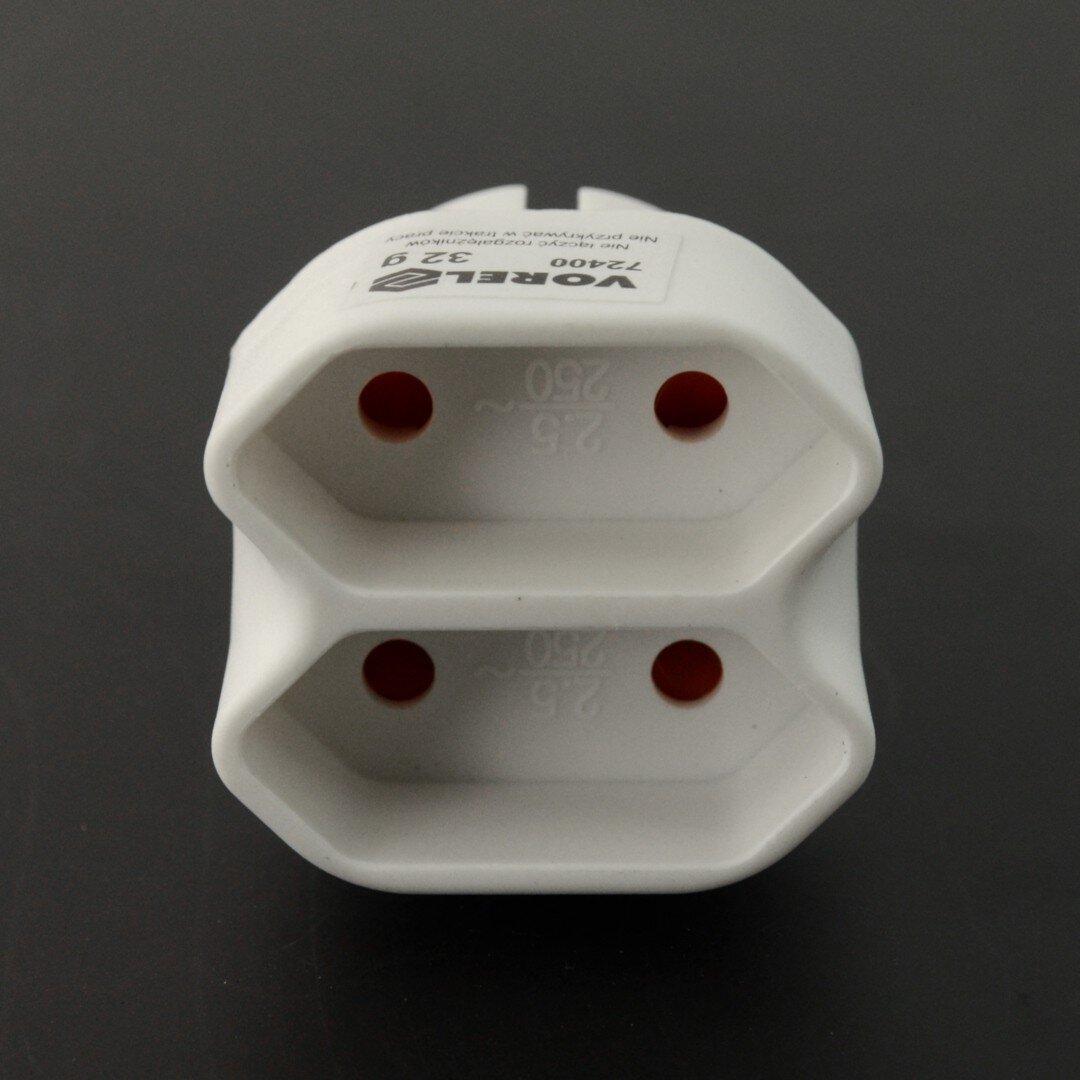 Oem Skirstytuvas 2 plokšti lizdai AC 230V 2.5A - Vorel 72400 - baltas