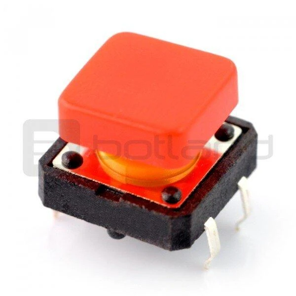 Taktinis jungiklis 12x12mm su raudonu dangteliu