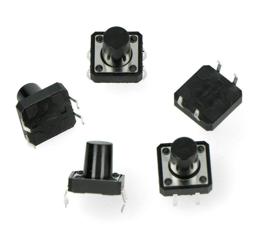 Taktinis 12x12mm jungiklis, 7mm aukščio - 5 vnt rinkinys