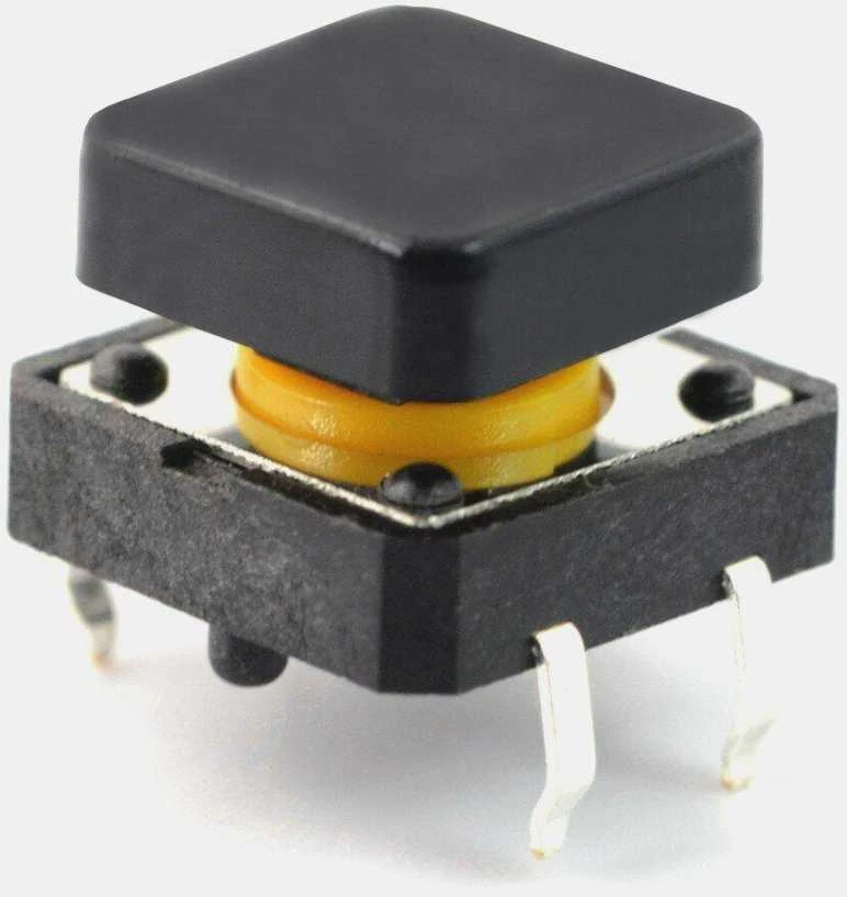 Taktinis mygtukas 12x12mm su geltonu intarpu