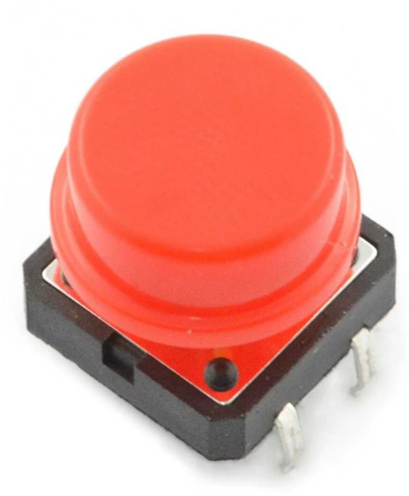 Taktinis 12x12mm jungiklis su raudonu dangteliu