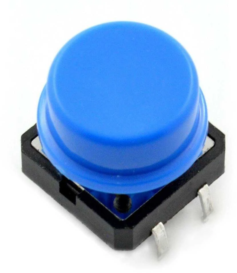 Mėlynas taktinis 12x12mm mygtukas su dangteliu
