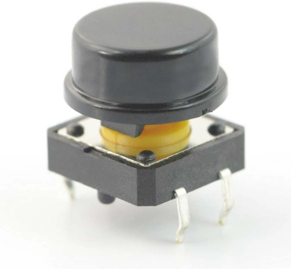 Taktinis mygtukas 12x12mm su geltonu intarpu