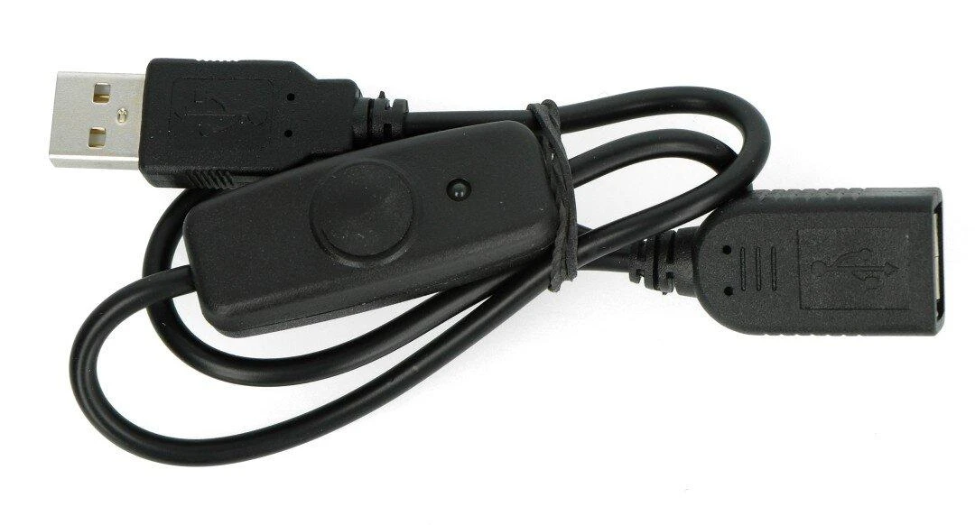 Oem USB prailginimas A-A su On/Off jungikliu juodas - 0.5m