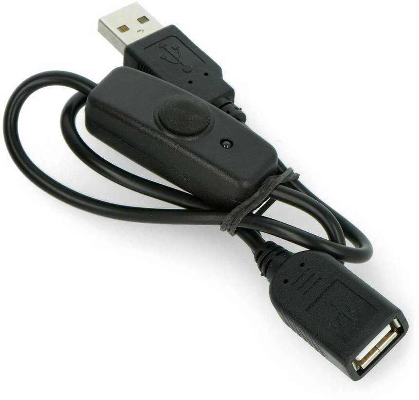 Oem USB prailginimas A-A su On/Off jungikliu juodas - 0.5m