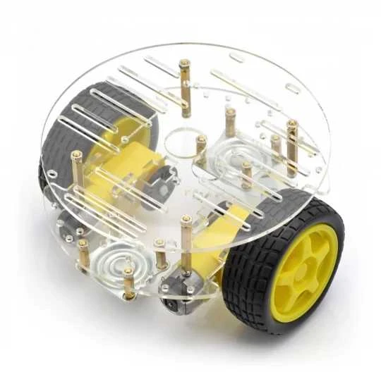 Apvali 2WD roboto važiuoklė su akrilo pagrindu