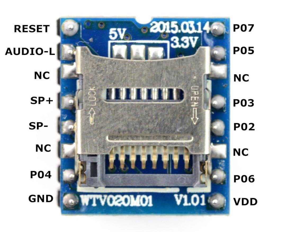 Oem WTV020 - MP3 grotuvas/dekoderis su Micro SD lizdu