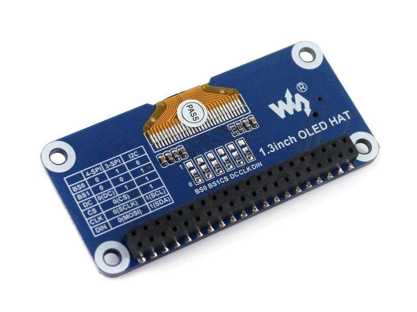 Waveshare 1.3 colio OLED HAT plokštės atvirkštinė pusė