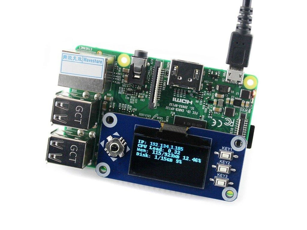 OLED 1.3" 128x64px modulis, skirtas Raspberry Pi 4/3+/3/2/Zero, Waveshare 13890