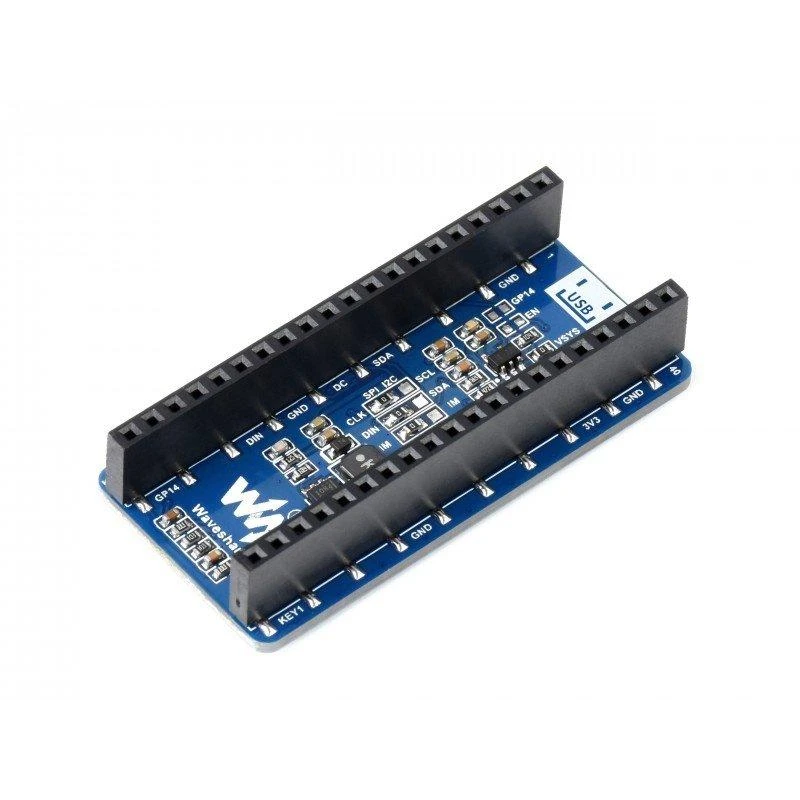 OLED ekranas 1.3" 64x128px, SPI/I2C, juodas/baltas, skirtas Raspberry Pi Pico, Waveshare 19376