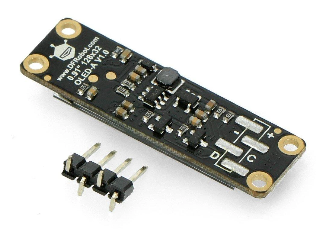 OLED vienspalvis ekranas 0.91” 128 x 32 px, I2C, su lustų bloknotu, DFRobot DFR0647