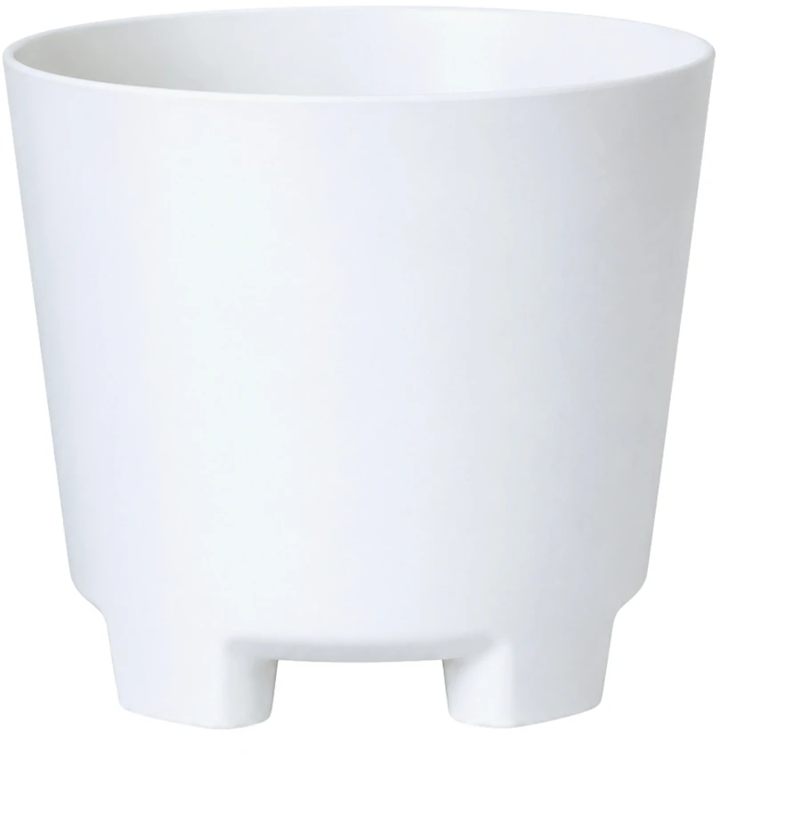 Oliz 19.5 cm baltas plastikinis gėlių vazonas su drenažo skylėmis ir