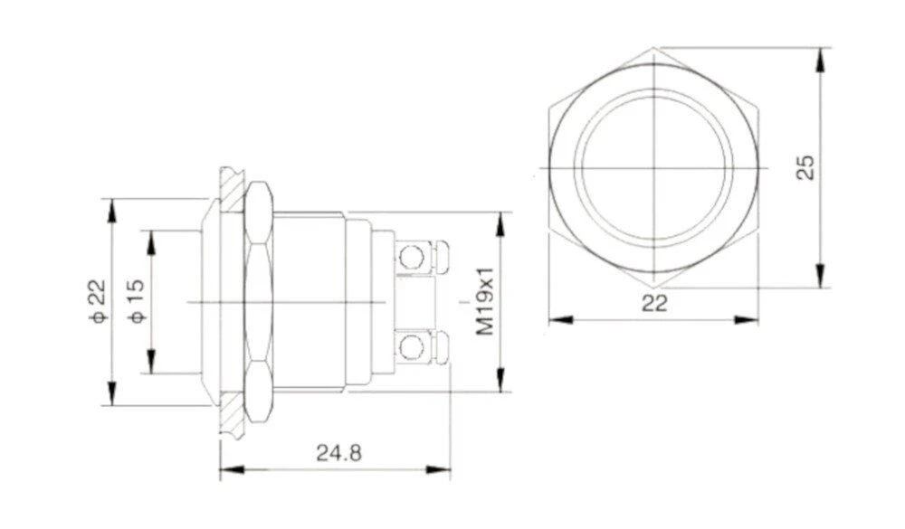 PBW-19BS jungiklio techninis brėžinys