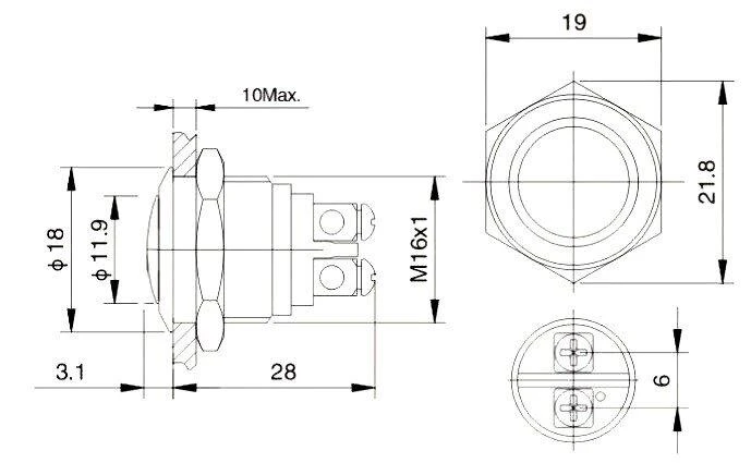PBW-16AS jungiklio techninis brėžinys